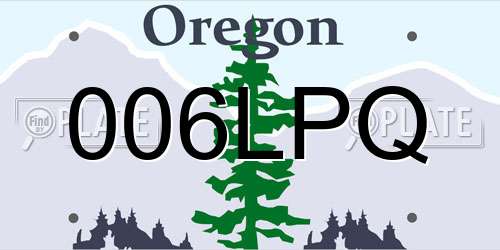 006LPQ Oregon License Plate