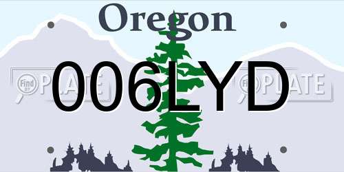 006LYD Oregon License Plate