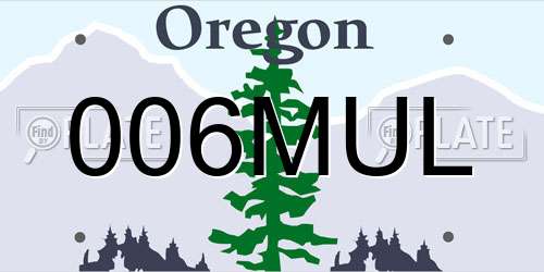 006MUL Oregon License Plate