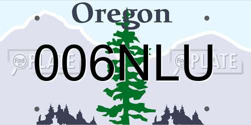 006NLU Oregon License Plate
