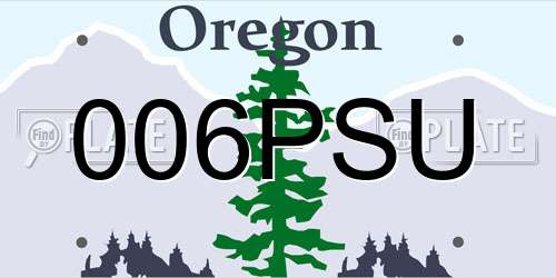 006PSU Oregon License Plate