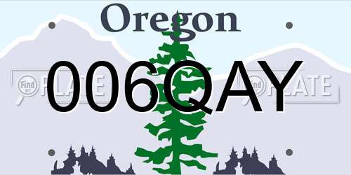 006QAY Oregon License Plate