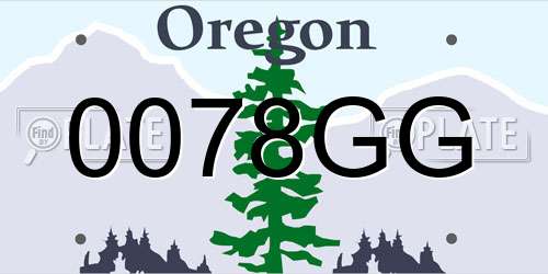 0078GG Oregon License Plate