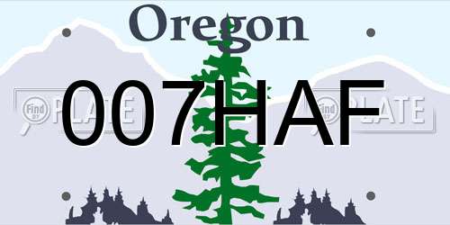 007HAF Oregon License Plate