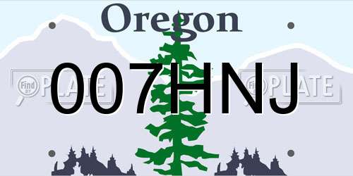 007HNJ Oregon License Plate