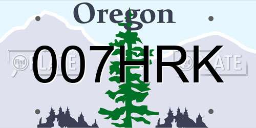 007HRK Oregon License Plate