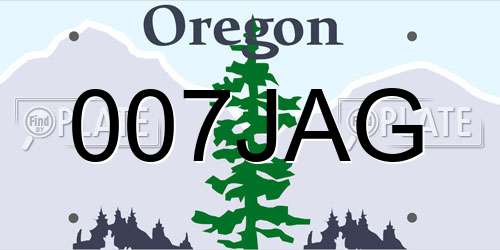 007JAG Oregon License Plate