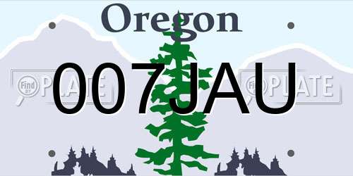 007JAU Oregon License Plate