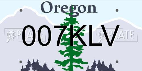 007KLV Oregon License Plate