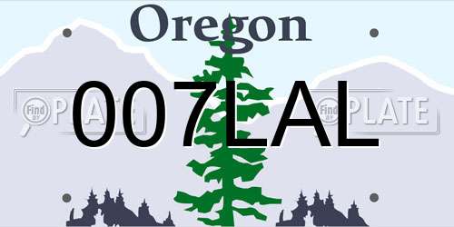 007LAL Oregon License Plate