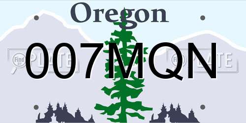 007MQN Oregon License Plate