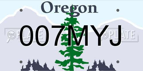 007MYJ Oregon License Plate