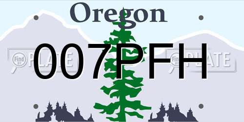 007PFH Oregon License Plate