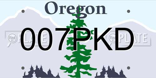 007PKD Oregon License Plate