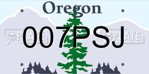 007PSJ Oregon License Plate