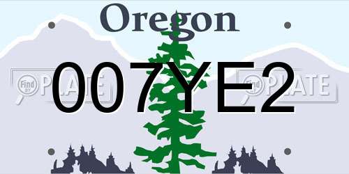 007YE2 Oregon License Plate
