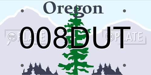 008DUT Oregon License Plate