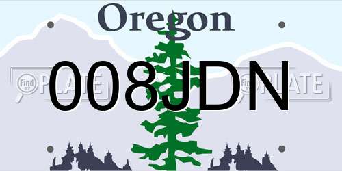008JDN Oregon License Plate