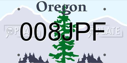 008JPF Oregon License Plate
