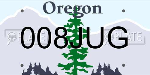 008JUG Oregon License Plate