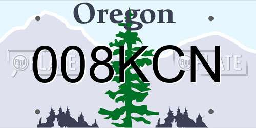 008KCN Oregon License Plate