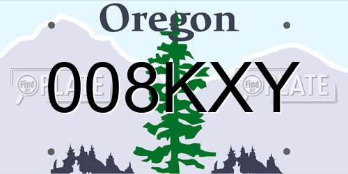 008KXY Oregon License Plate