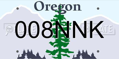 008NNK Oregon License Plate