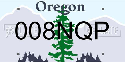 008NQP Oregon License Plate