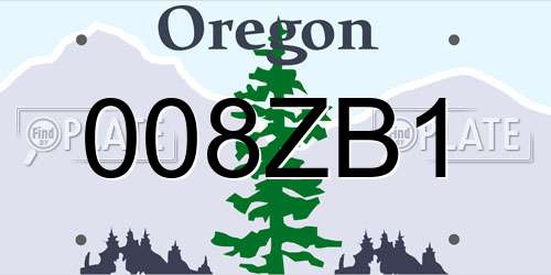 008ZB1 Oregon License Plate