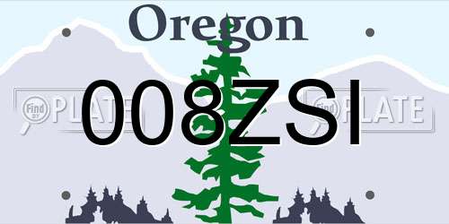 008ZSI Oregon License Plate