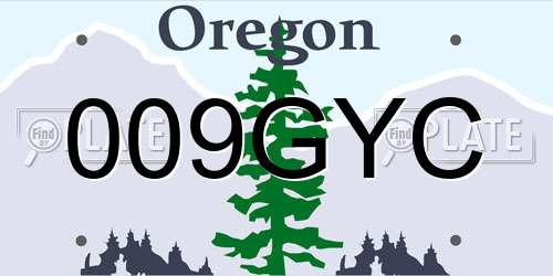 009GYC Oregon License Plate