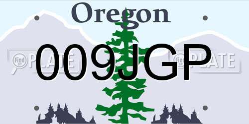 009JGP Oregon License Plate