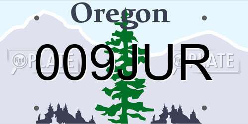 009JUR Oregon License Plate