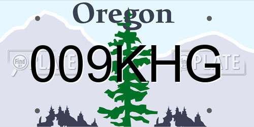 009KHG Oregon License Plate