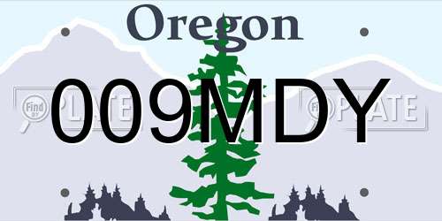 009MDY Oregon License Plate
