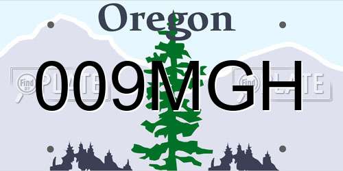 009MGH Oregon License Plate