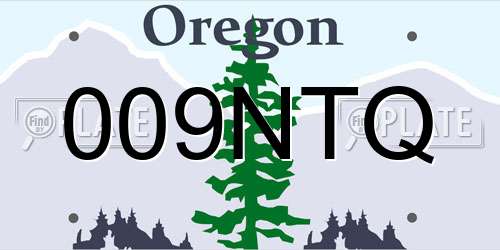 009NTQ Oregon License Plate