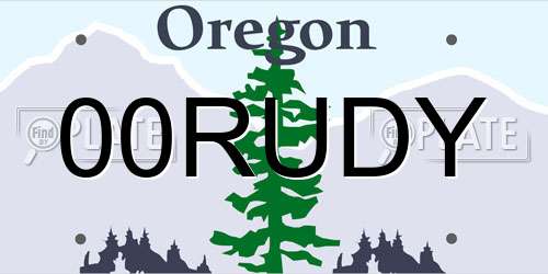 00RUDY Oregon License Plate
