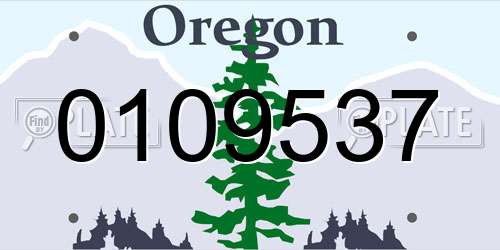 0109537 Oregon License Plate