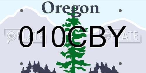 010CBY Oregon License Plate