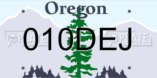 010DEJ Oregon License Plate