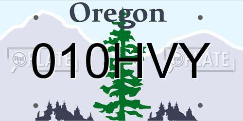 010HVY Oregon License Plate