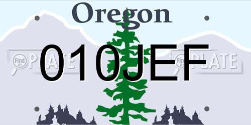 010JEF Oregon License Plate