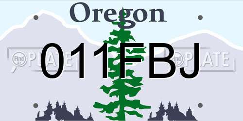 011FBJ Oregon License Plate