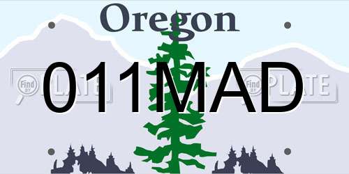 011MAD Oregon License Plate