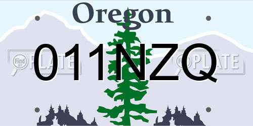 011NZQ Oregon License Plate