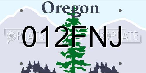 012FNJ Oregon License Plate