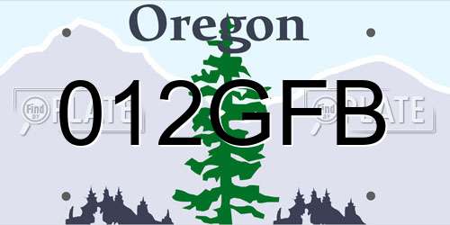 012GFB Oregon License Plate