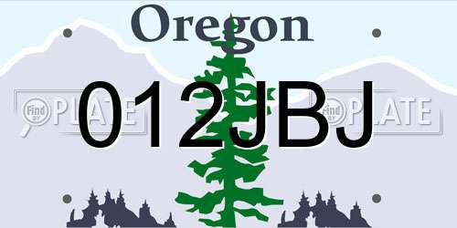 012JBJ Oregon License Plate