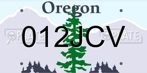 012JCV Oregon License Plate